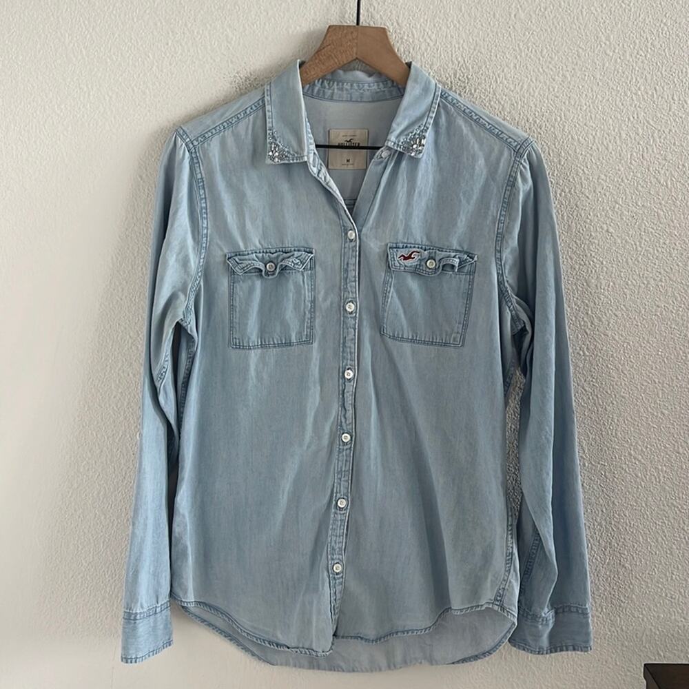 Hollister Front Button Statement Collar Boho Western Rodeo Festival Shirt Medium